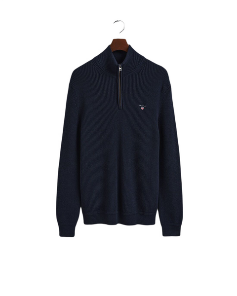 GANT 8060039-433 Cotton-Wool Rib Half-Zip Pullover BLU NAVY