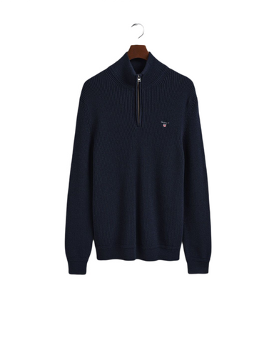 GANT 8060039-433 Cotton-Wool Rib Half-Zip Pullover BLU NAVY