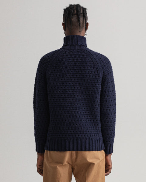 GANT 8070011-433 Chunky Texture Turtle Neck Pullover BLU NAVY