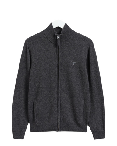 GANT 86214-095 Superfine Lambswool Full-Zip Cardigan GREY Melange