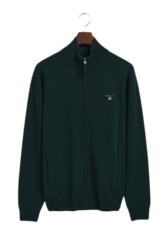 GANT 86214-374 Superfine Lambswool Full-Zip Cardigan TARTAN GREEN