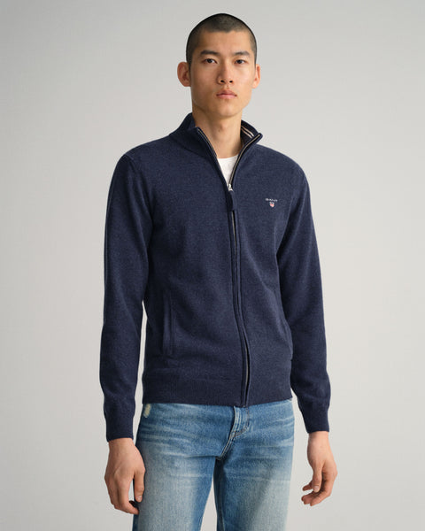 GANT 86214-480 Superfine Lambswool Full-Zip Cardigan DARK NAVY MELANGE