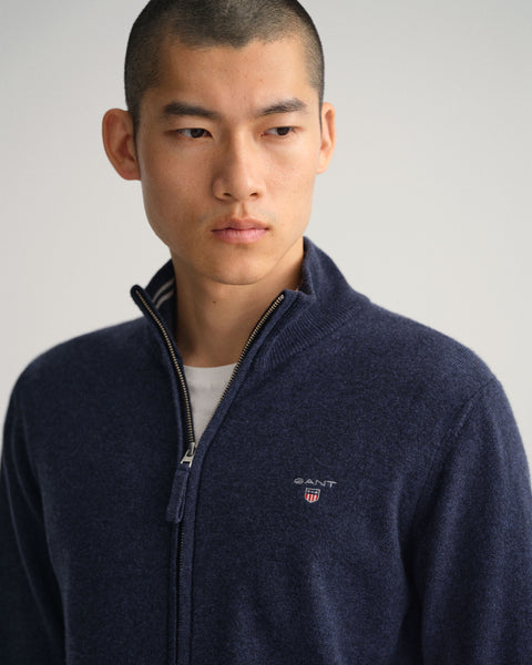GANT 86214-480 Superfine Lambswool Full-Zip Cardigan DARK NAVY MELANGE