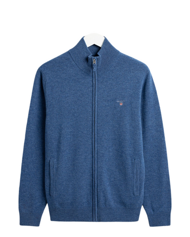 GANT 86214-489 Superfine Lambswool Full-Zip Cardigan STONE BLUE Melange