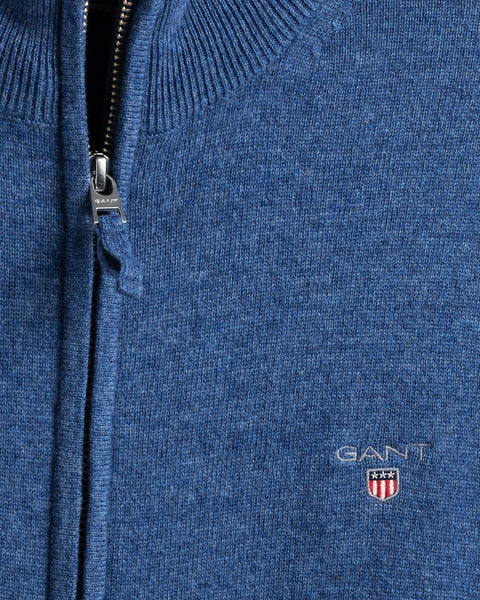 GANT 86214-489 Superfine Lambswool Full-Zip Cardigan STONE BLUE Melange