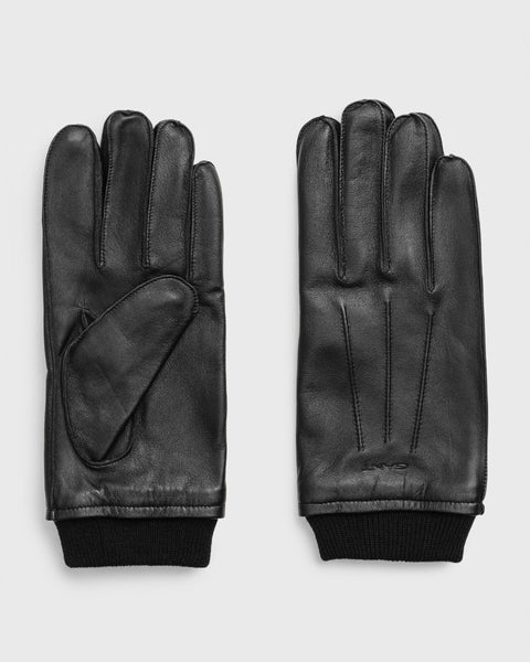 GANT 9930069-05 Leather Gloves BLACK Guanti Uomo