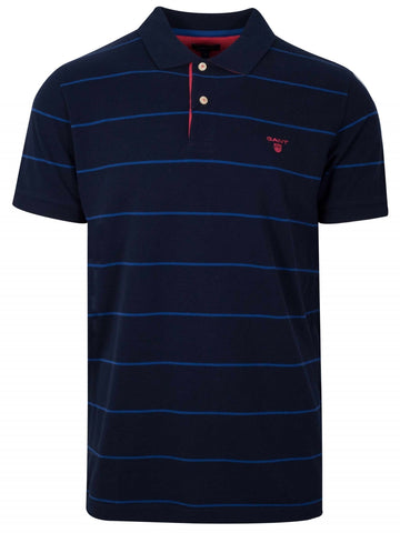 GANT 2022058-433 3Colors Contrast Collar Pique' Polo SS Rugger BLUE NAVY