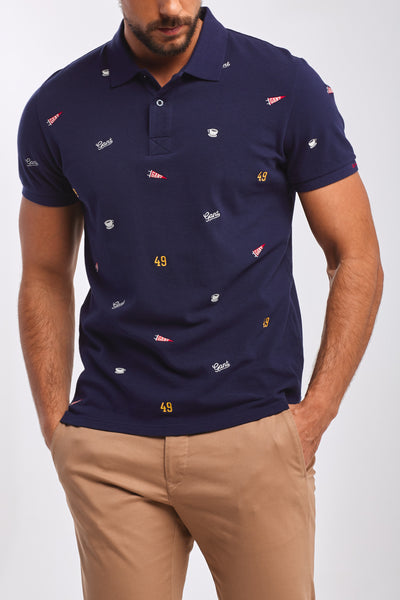 GANT 2022074-433 French Embroidery Contrast Collar Pique' Polo SS Rugger BLU NAVY