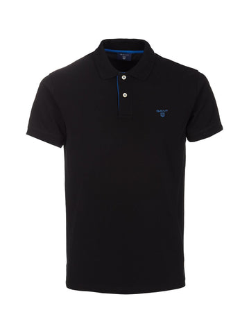 GANT 2052003-05 Contrast Collar Pique' Polo SS Rugger BLACK (nero)