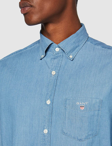 Gant 3040520-980 Regular Indigo Button Down Denim Shirt Light Blue