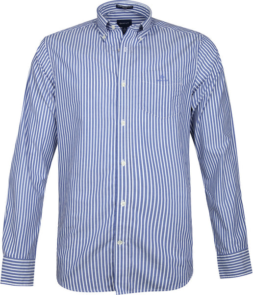 GANT 3062000-436 Broadcloth Stripe Button Down Shirt Men's College Blue