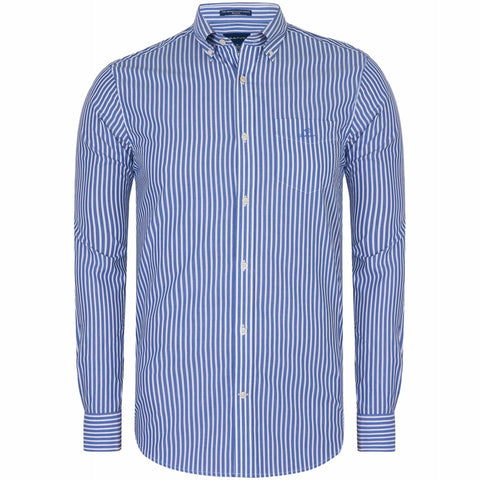 GANT 3062000-436 Broadcloth Stripe Button Down Shirt Camicia Uomo College Blue