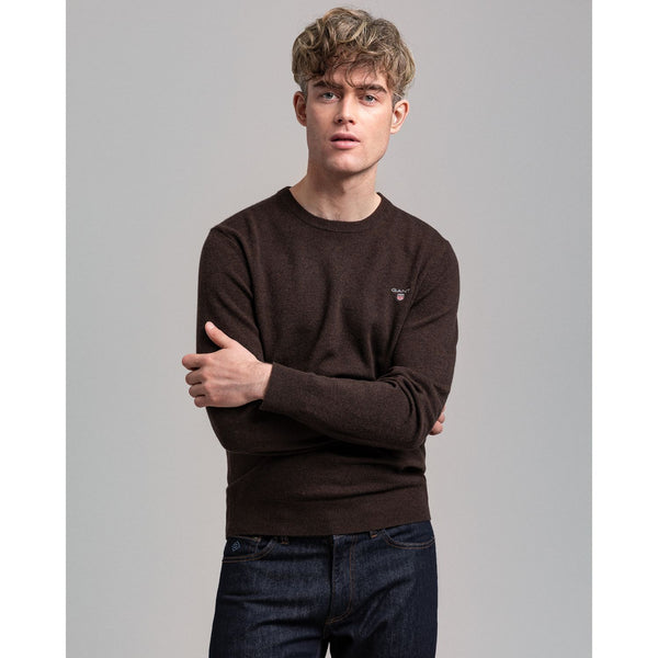 GANT 86211-280 Superfine Lambswool Dark Brown Crewneck Pullover