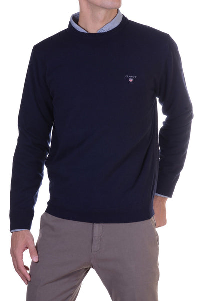 GANT 86211-410 Superfine Lambswool Navy BLUE Crewneck Pullover