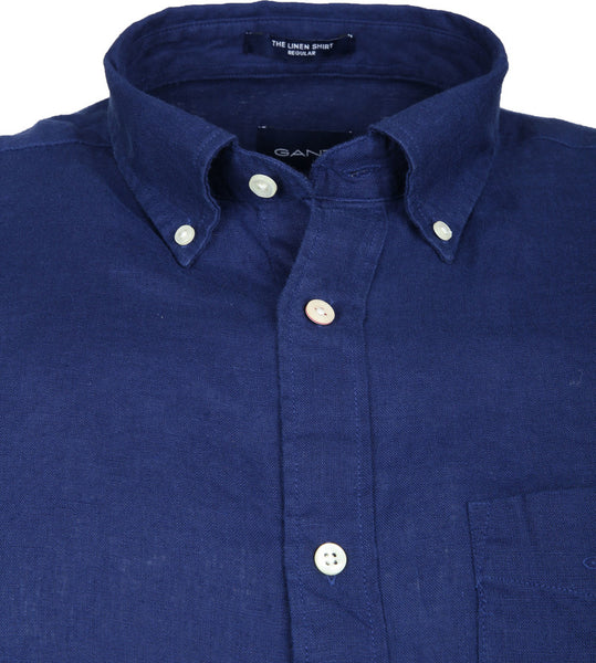 Gant 3012420-405 Regular Linen Button Down Shirt NAVY BLUE