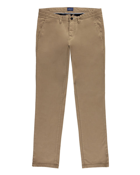 Gant 1500011-244 Slim Satin Chino Cotton Trousers Man Wood Brown BEIGE