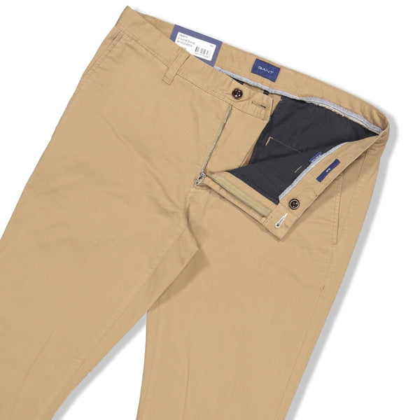 Gant 1500011-244 Slim Satin Chino Cotton Trousers Man Wood Brown BEIGE