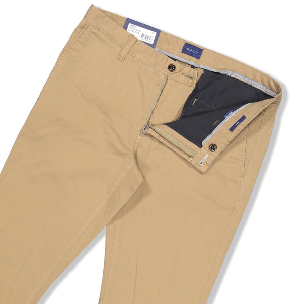 Gant 1500011-244 Slim Satin Chino Pantalone Cotone Uomo Wood Brown BEIGE