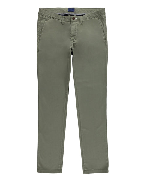 Gant 1500011-367 Slim Satin Chino Cotton Trousers Man OLIVE Green
