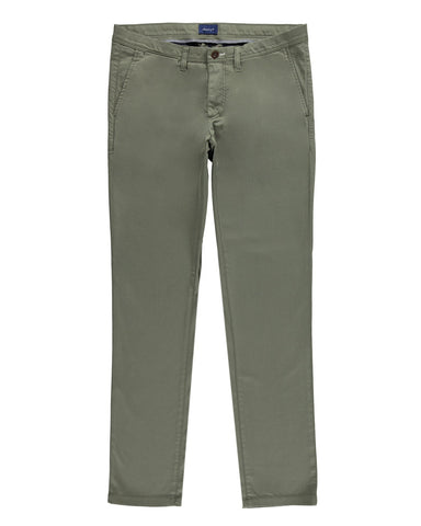 Gant 1500011-367 Slim Satin Chino Cotton Trousers Man OLIVE Green