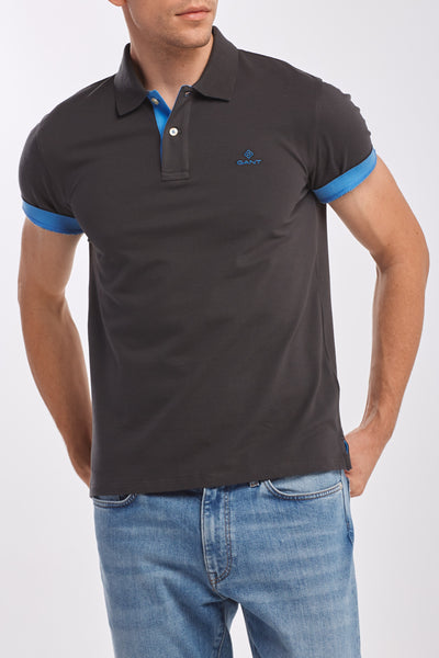GANT 2052003-011 Contrast Collar Pique' Polo SS Rugger DARK GRAPHITE Gray