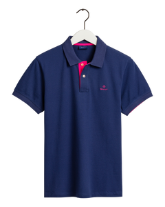 GANT 2052003 423 Contrast Collar Pique Polo SS Rugger PERSIAN BLUE TROVISO1883