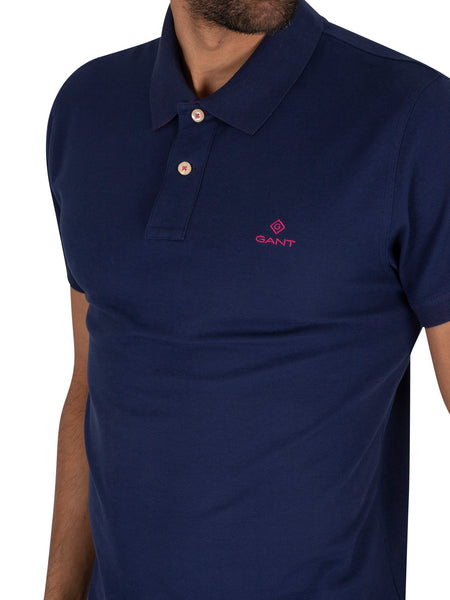 GANT 2052003-423 Contrast Collar Pique' Polo SS Rugger PERSIAN BLUE