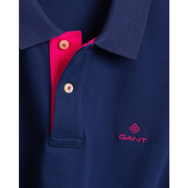 GANT 2052003-423 Contrast Collar Pique' Polo SS Rugger PERSIAN BLUE