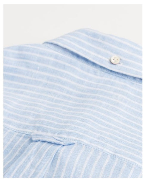Gant 3012520-468 Regular Striped Linen Button Down Shirt CAPRI BLUE