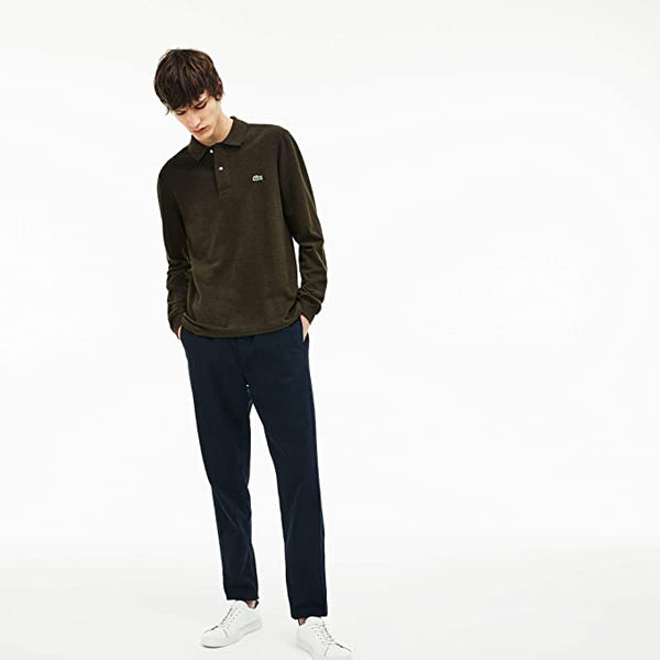 Lacoste L1313-EL9 Polo Melange in Petit piqué Chiné Maniche Lunghe OLIVE BROWN