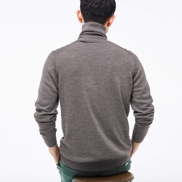 Lacoste AH2991-UWC Dolcevita Uomo 100%Lana Merino Extrafine Silver Grey GRIGIO