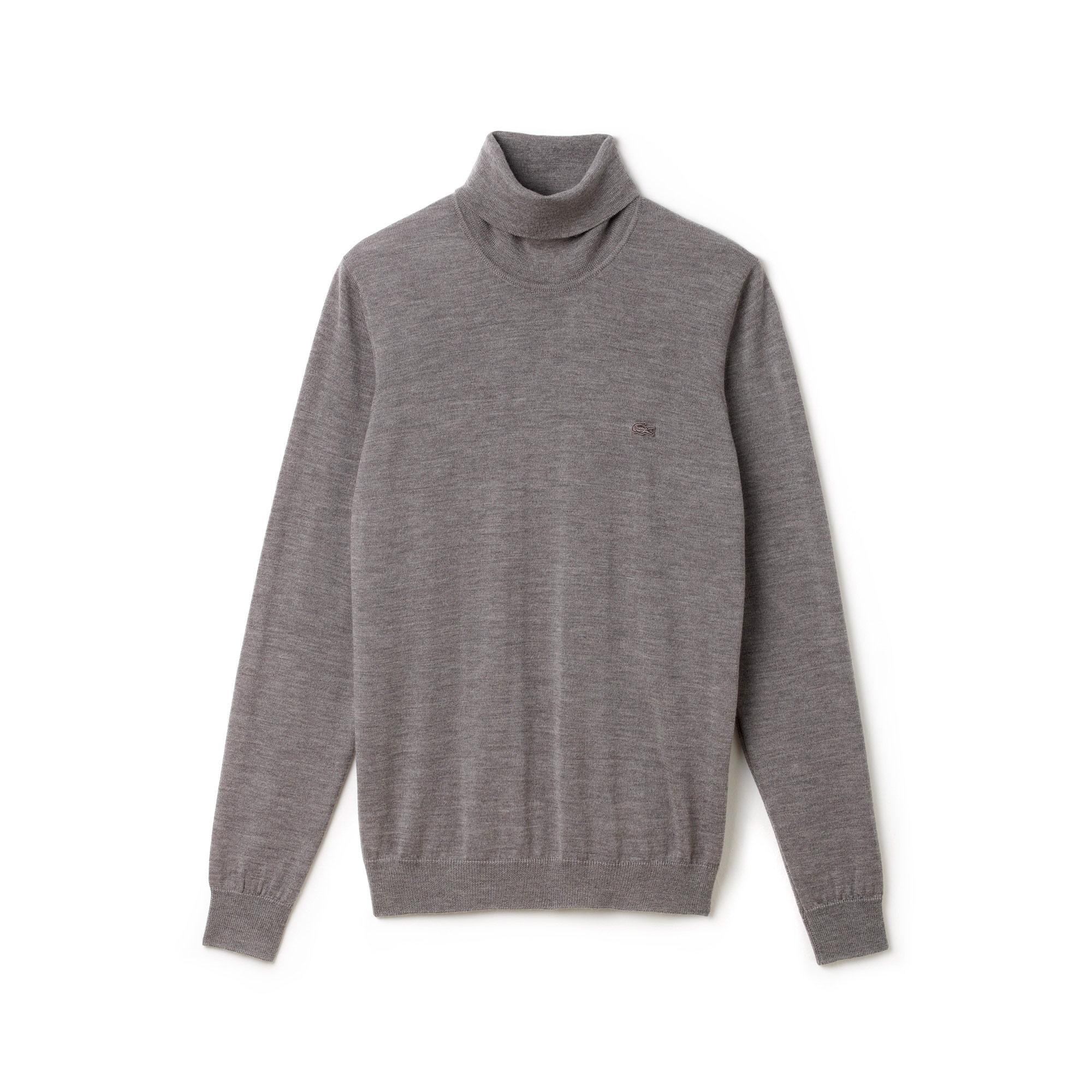 Lacoste AH2991 UWC Men s Turtleneck 100 Merino Wool Extrafine Silver TROVISO1883