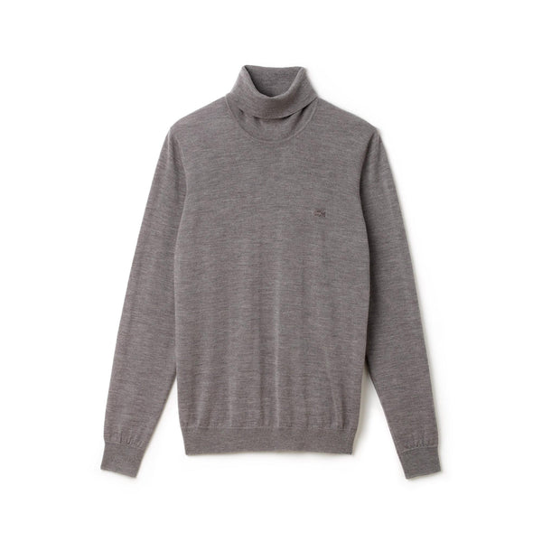Lacoste AH2991-UWC Dolcevita Uomo 100%Lana Merino Extrafine Silver Grey GRIGIO