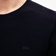 Lacoste AH4082 MXQ Crewneck Pullover Piquet Cotton BLUE navy TROVISO1883