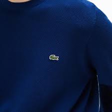 Lacoste AH4082 Q1Y Crewneck Pullover Piquet Cotton ROYAL Blue TROVISO1883