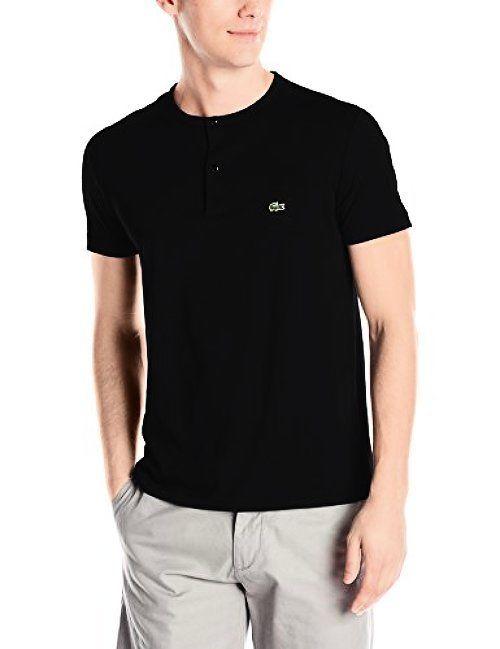 Lacoste TH0884-031 Short Sleeve T-Shirt Serafino Collar BLACK