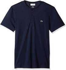 Lacoste TH0884-166 T-Shirt Short Sleeve Serafino Collar BLUE navy