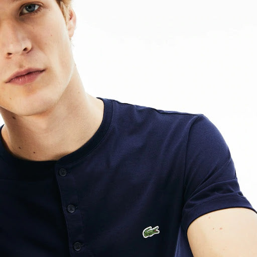 Lacoste TH0884-166 T-Shirt Short Sleeve Serafino Collar BLUE navy