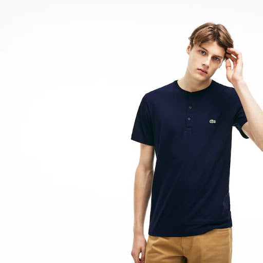 Lacoste TH0884-166 T-Shirt Short Sleeve Serafino Collar BLUE navy