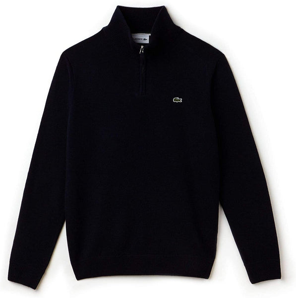 Lacoste AH1682-ASY Pullover Half Zip 100%Lana BLU navy
