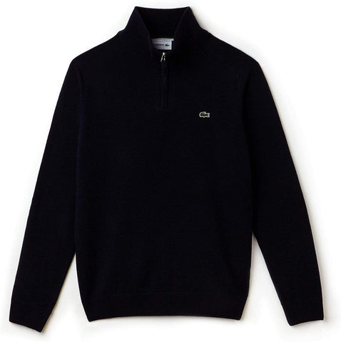 Lacoste AH1682-ASY Pullover Half Zip 100%Lana BLU navy