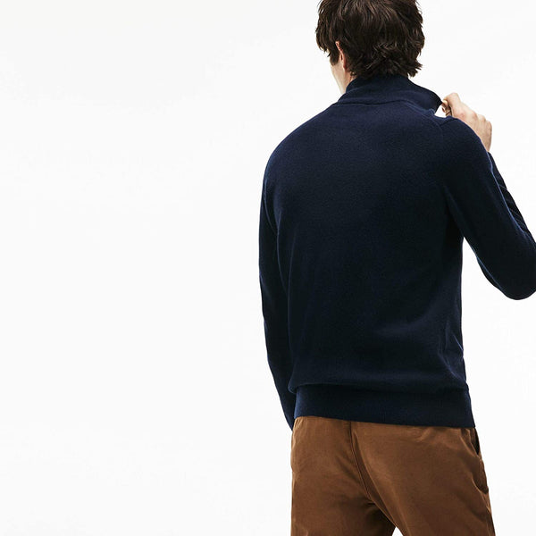 Lacoste AH1682-ASY Pullover Half Zip 100%Lana BLU navy