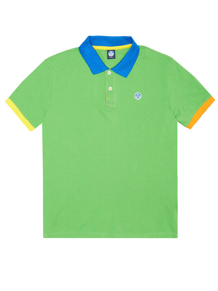 North Sails 692245-432 Contrast Pique' Polo Manica Corta GREEN