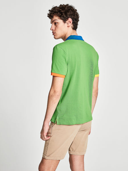 North Sails 692245-432 Contrast Pique' Polo Manica Corta GREEN