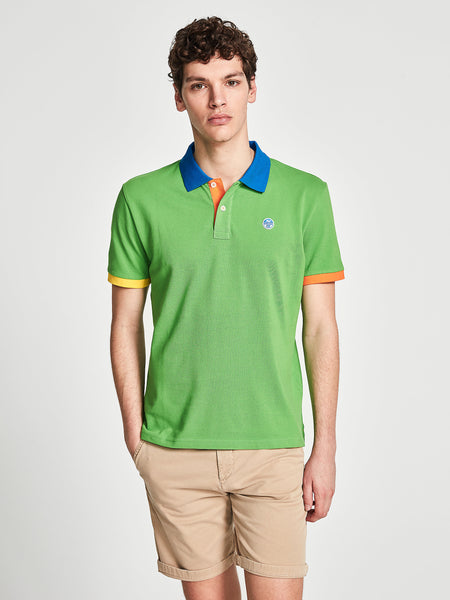 North Sails 692245-432 Contrast Pique' Polo Manica Corta GREEN