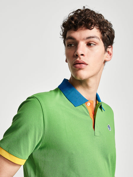 North Sails 692245-432 Contrast Pique' Polo Manica Corta GREEN