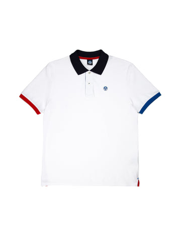 North Sails 692245-101 Contrast Pique' Polo Manica Corta WHITE