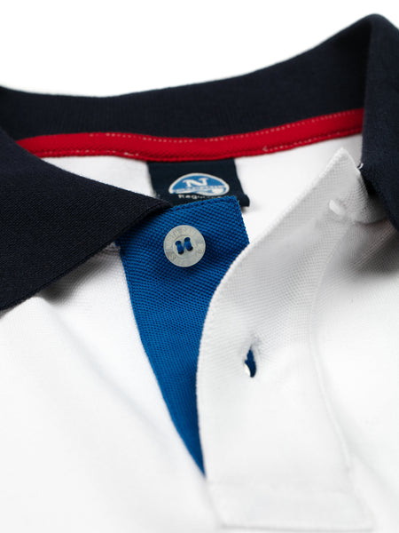 North Sails 692245-101 Contrast Pique' Polo Manica Corta WHITE