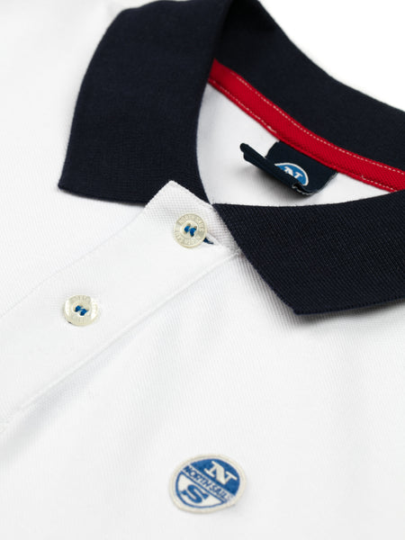 North Sails 692245-101 Contrast Pique' Polo Manica Corta WHITE