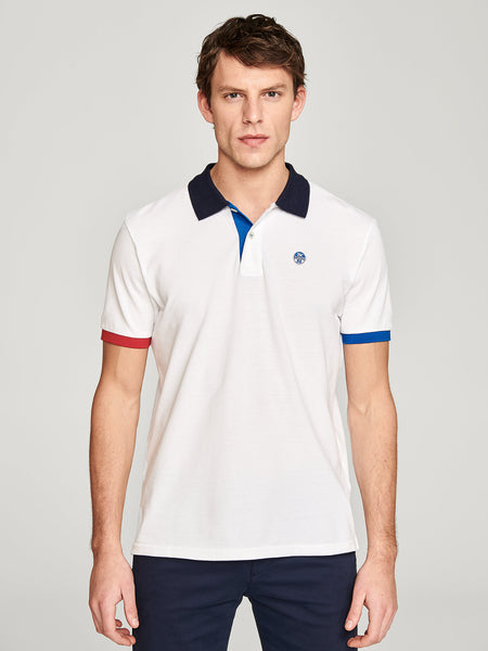 North Sails 692245-101 Contrast Pique' Polo Manica Corta WHITE